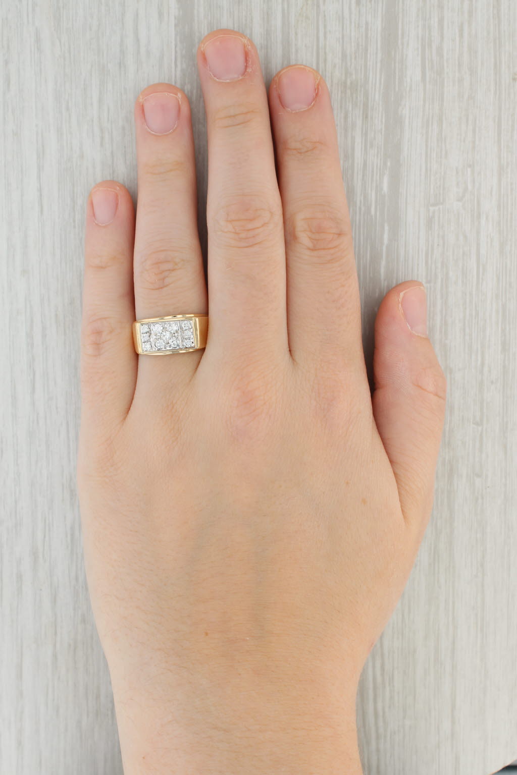 Gray 0.49ctw Men's Diamond Ring 14k Yellow Gold Size 10.25 Wedding Band