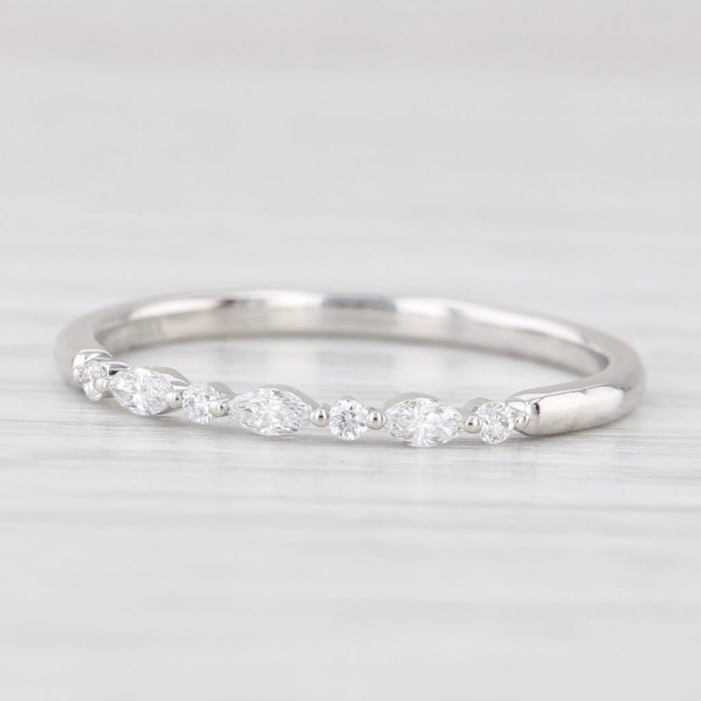 Light Gray New 0.12ctw Lab Grown Diamond Wedding Band 14k White Gold Stackable Ring Sz 6.5