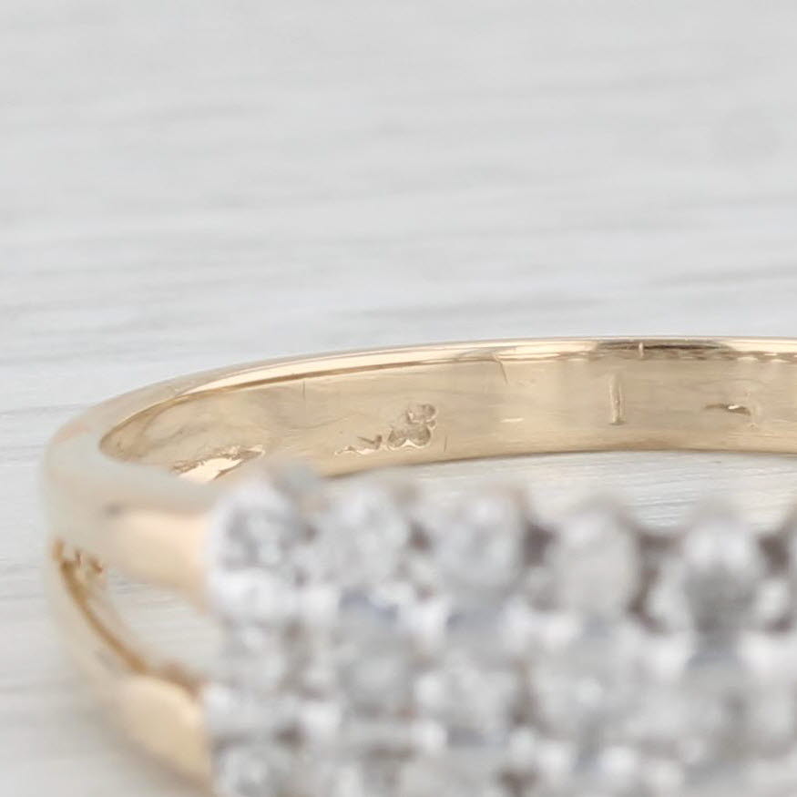Light Gray 0.16ctw Diamond Ring 10k Yellow Gold Tiered Pyramid Style Size 7.75 Stackable