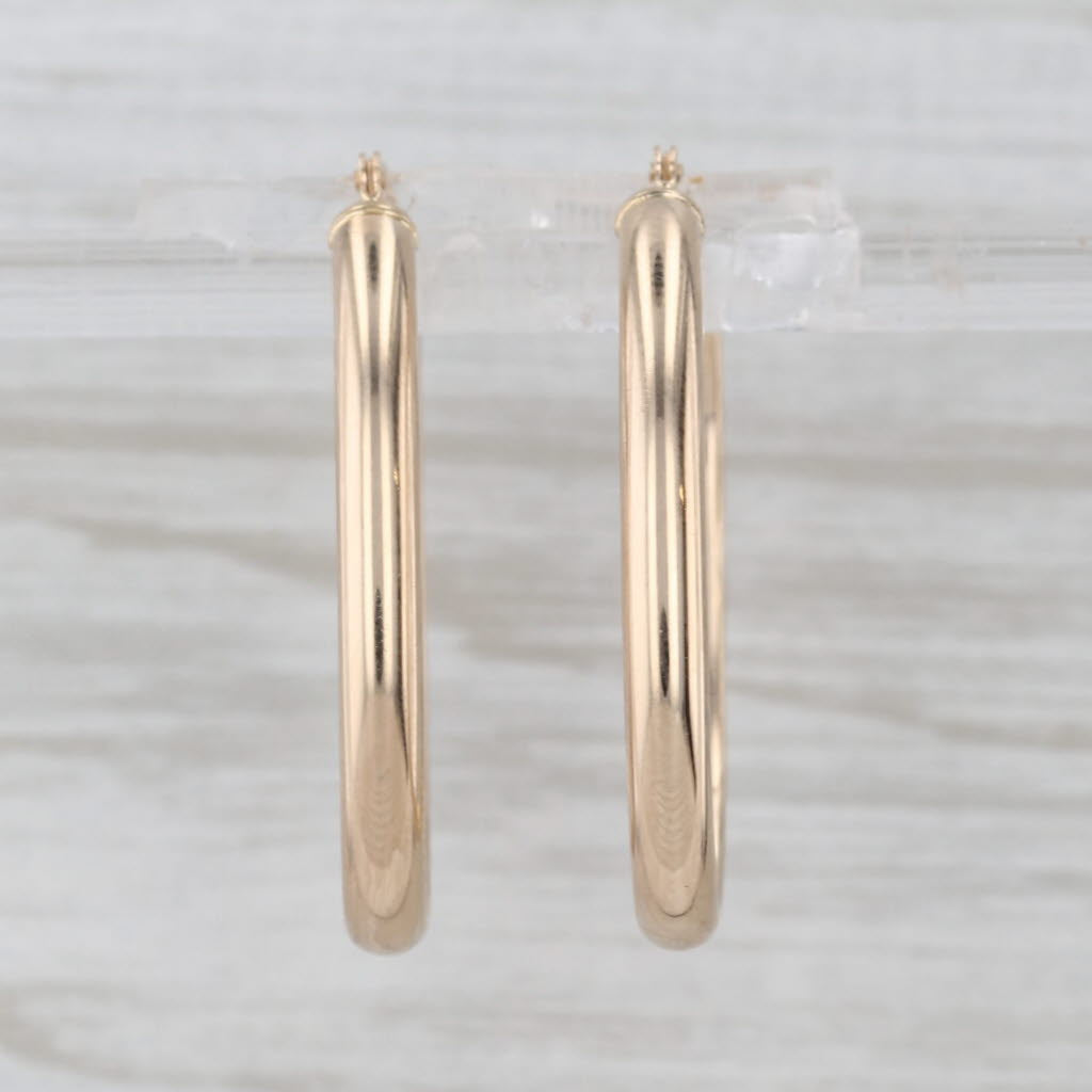 Oval Hoop Earrings 14k Yellow Gold Snap Top Post Hoops