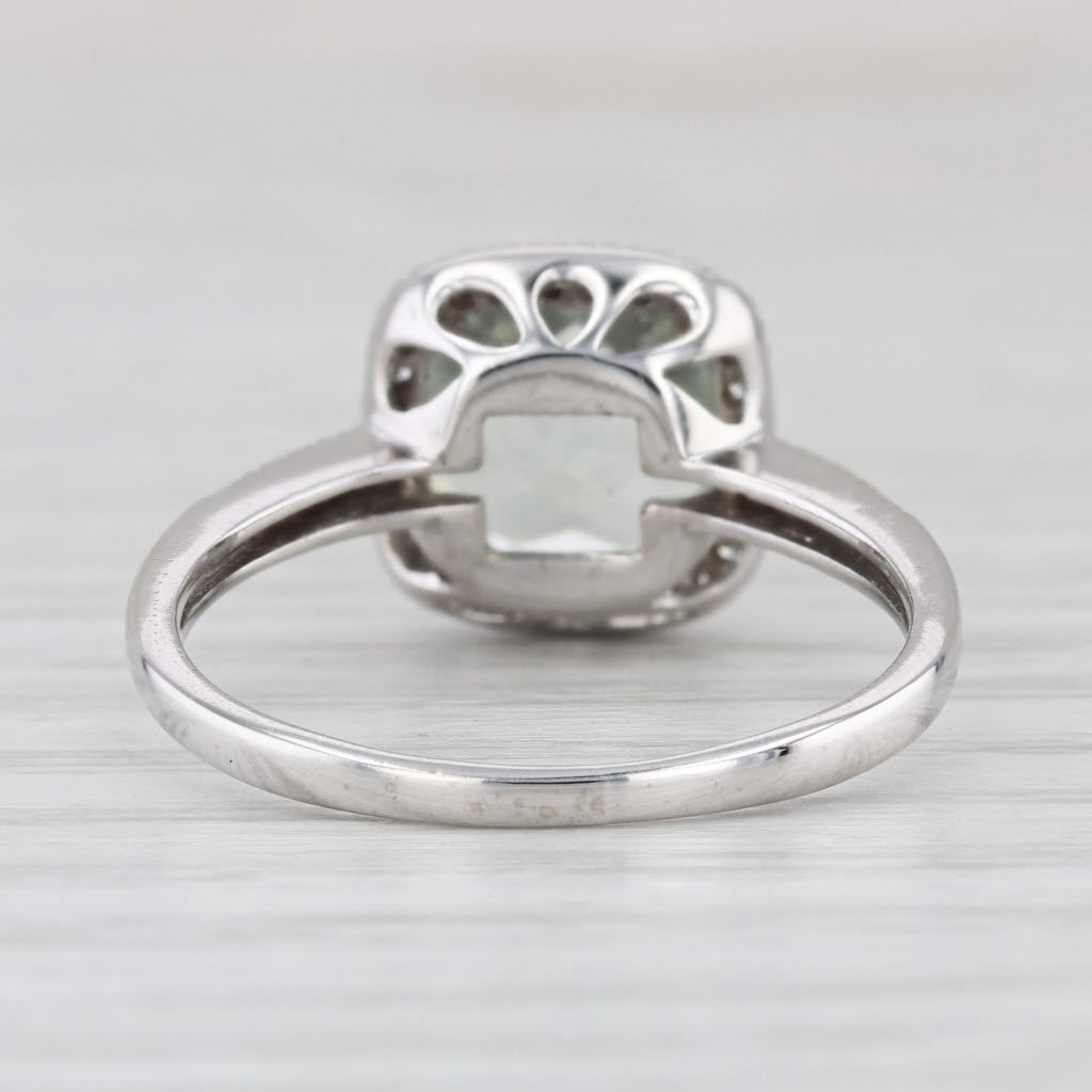 2.20ctw Praisilite Green Amethyst Diamond Halo Ring 14k White Gold Size 8.5