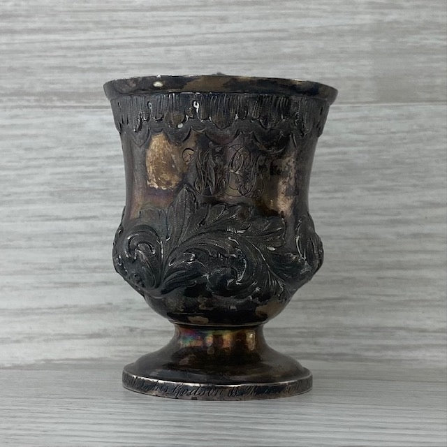 Ornate Floral Youth Cup Antique 1700s Sterling Silver London Hallmarks Engraved