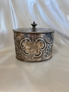 Engraved Ornate Tea Caddy Lion Unicorn Crest Sterling Silver Aldridge Green 1782