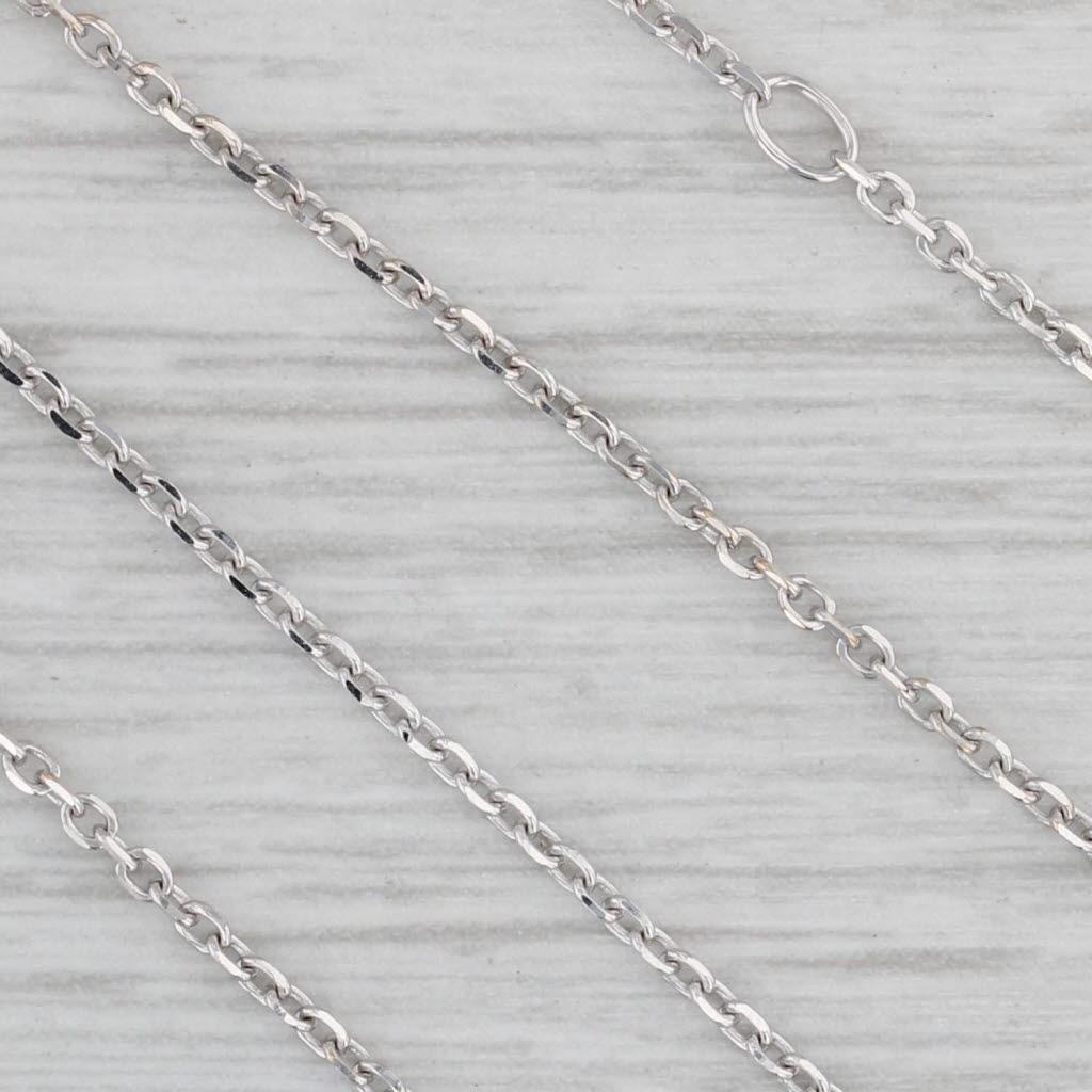 Gray Adjustable Cable Chain Necklace 14k White Gold 16"-18" Lobster Clasp