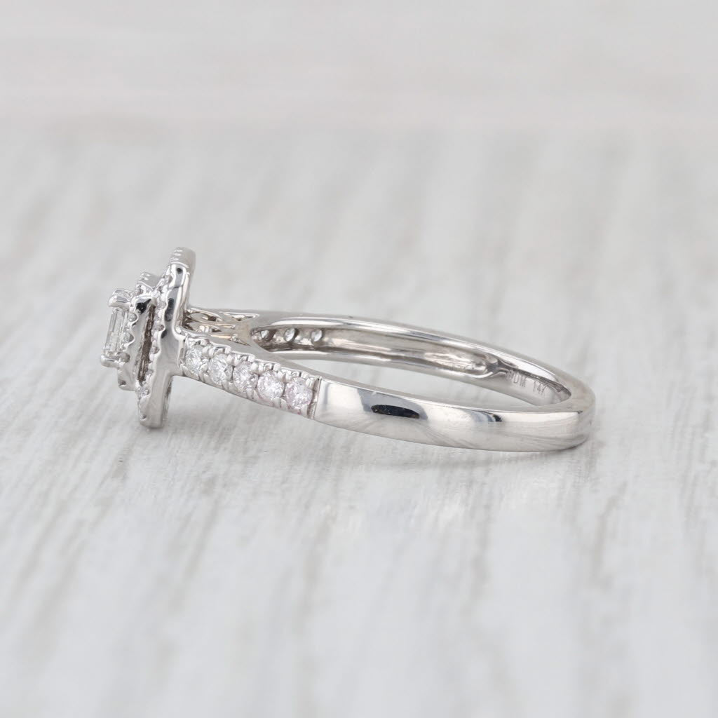 0.50ctw Diamond Halo Engagement Ring 14k White Gold Size 7