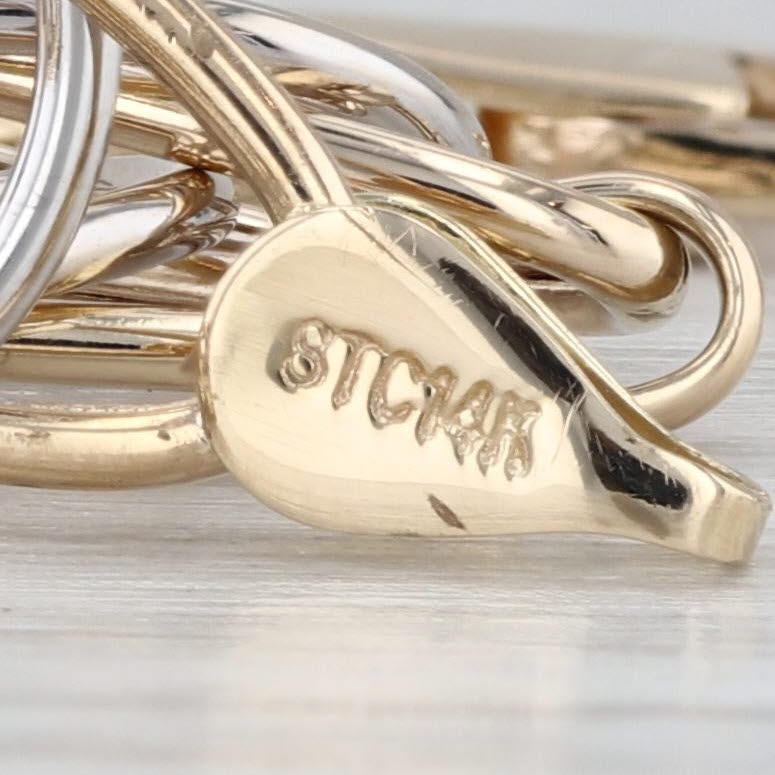 7.25" Circle Marquise Link Bracelet 14k Yellow White Gold12.7mm