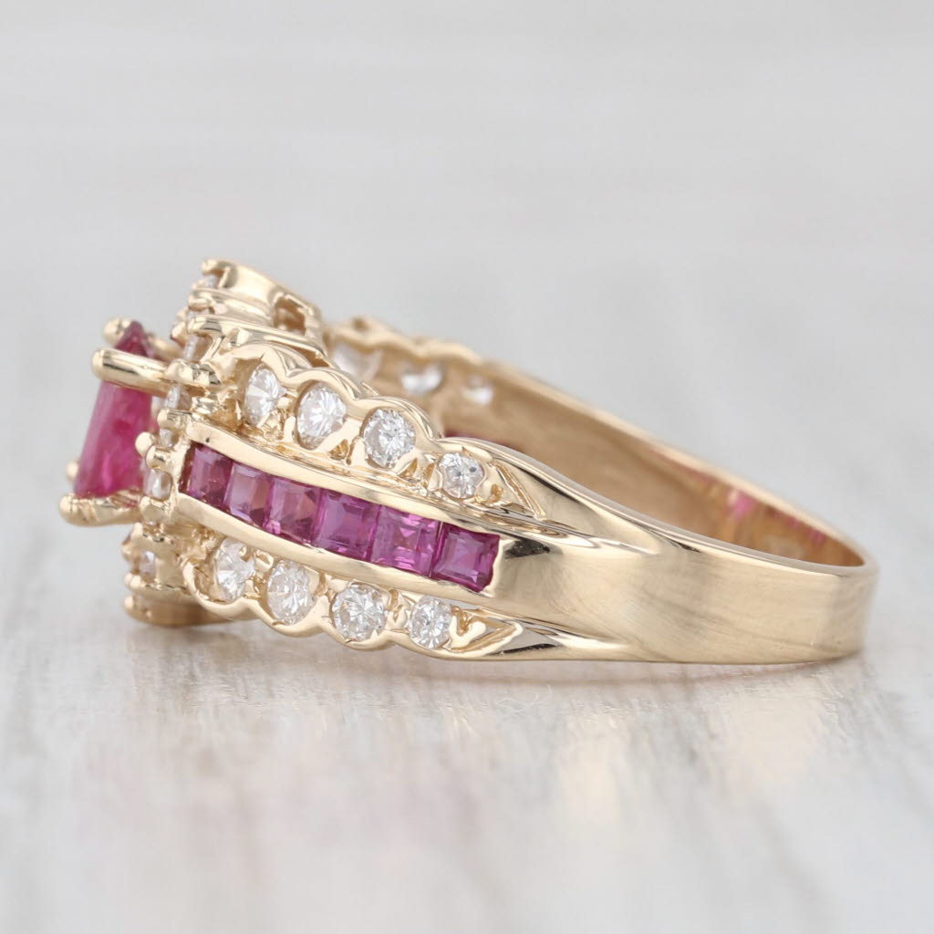 Light Gray 1.85ctw Ruby Diamond Halo Ring 14k Yellow Gold Size 6.25 Engagement
