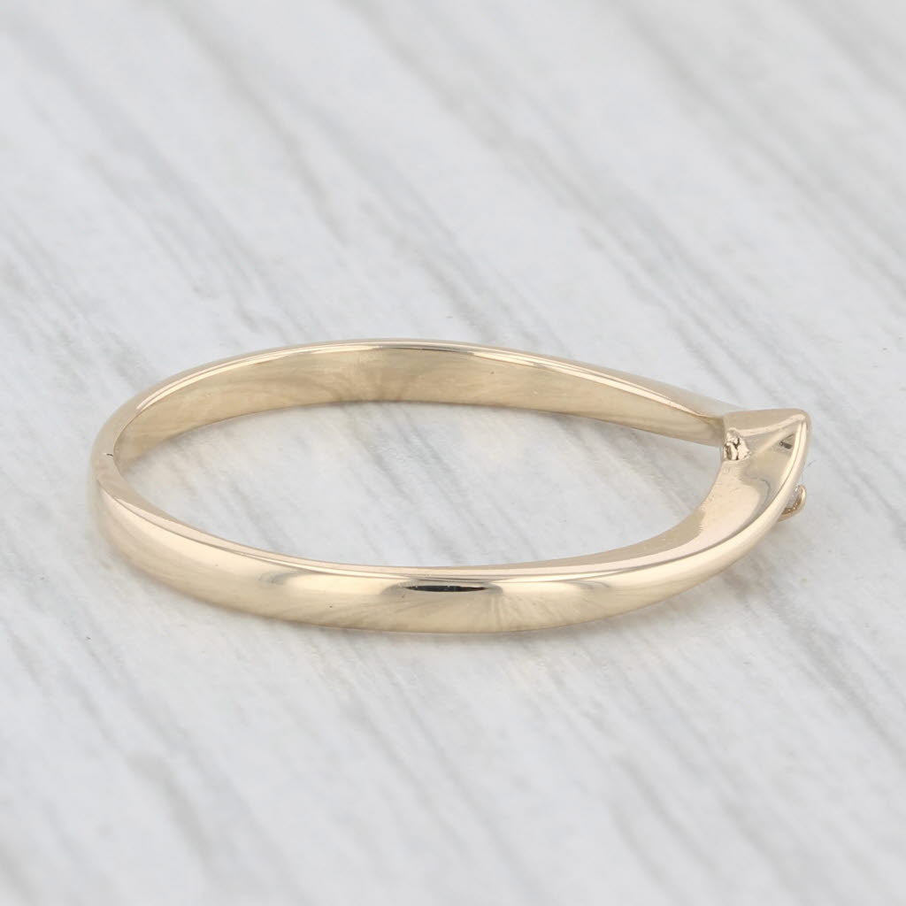 Light Gray Solitaire Diamond Contoured Stackable Ring 14k Yellow Gold Size 6