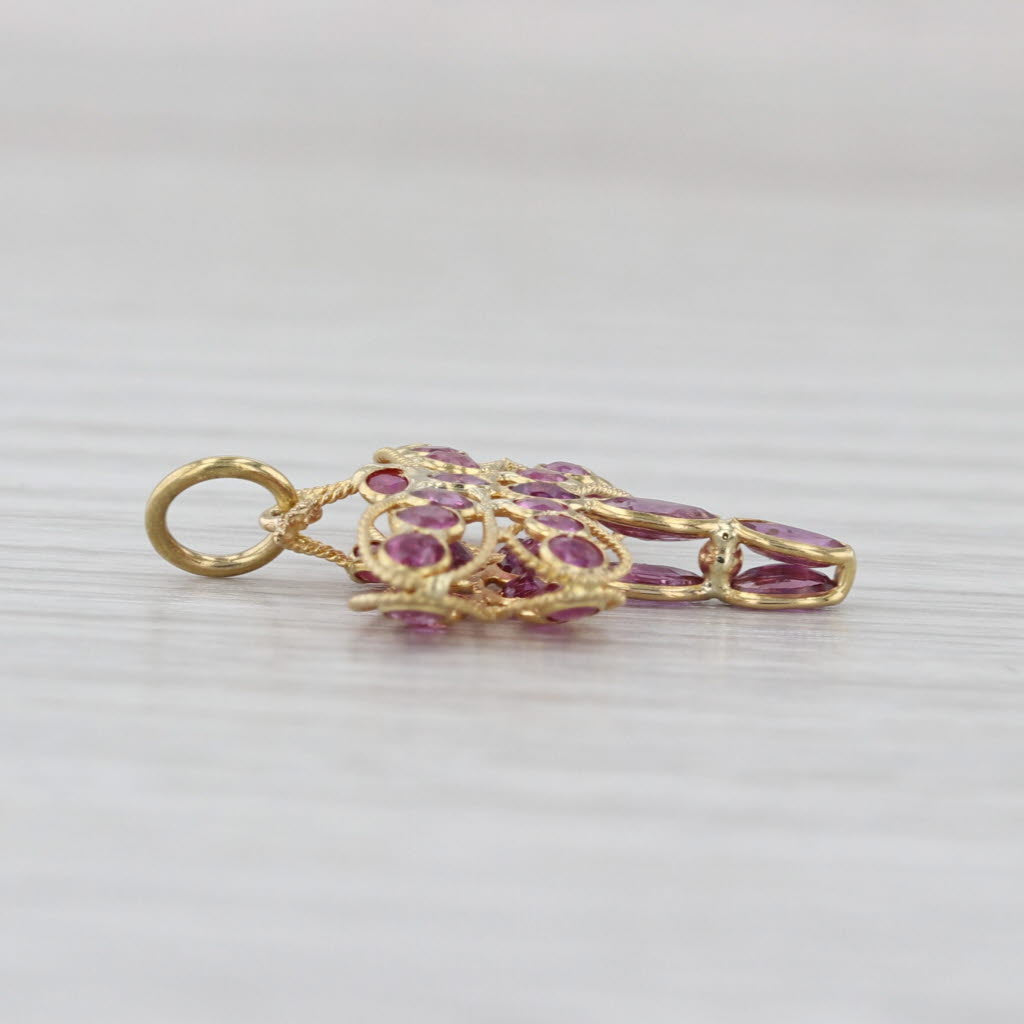 1.90ctw Ruby Dragonfly Pendant 18k Yellow Gold Charm