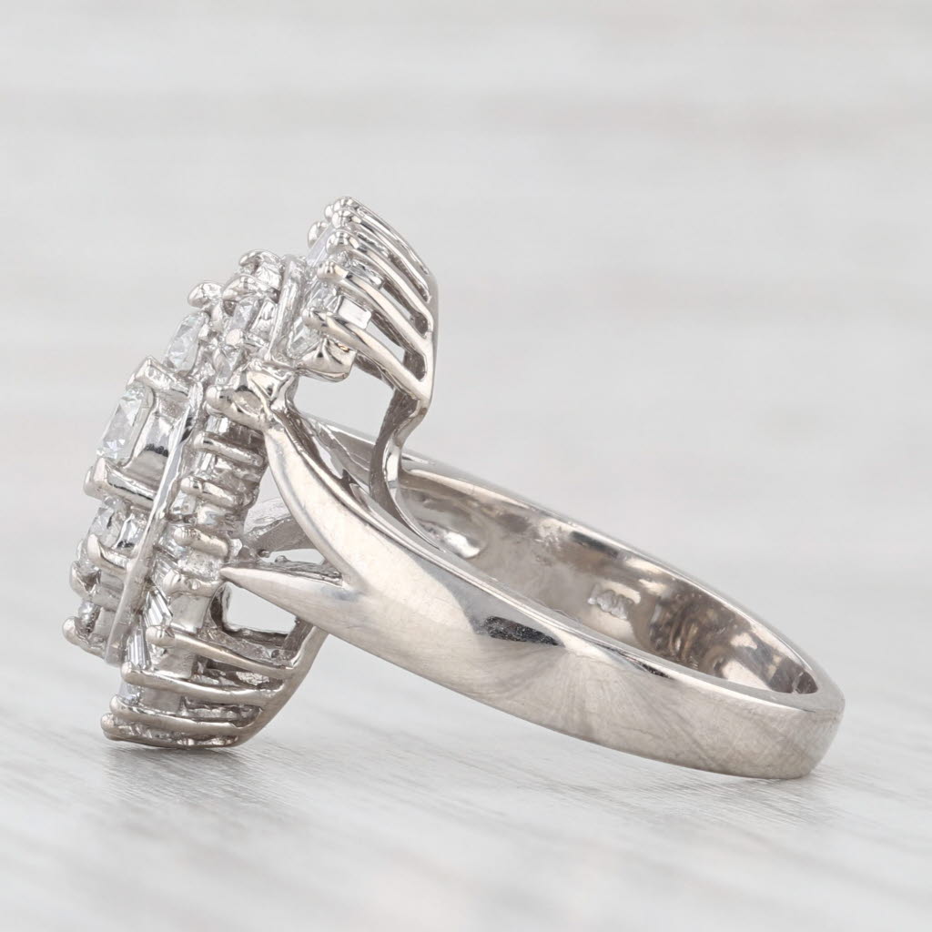 Light Gray 1.55ctw Diamond S Ring 14k White Gold Size 7.25 Cocktail