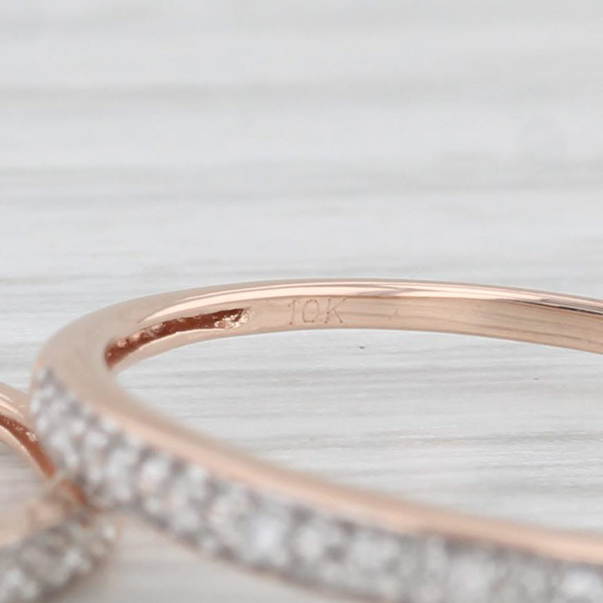 Light Gray Set of 2 Diamond Wedding Bands 10k Rose Gold Stackable Rings Size 6.25