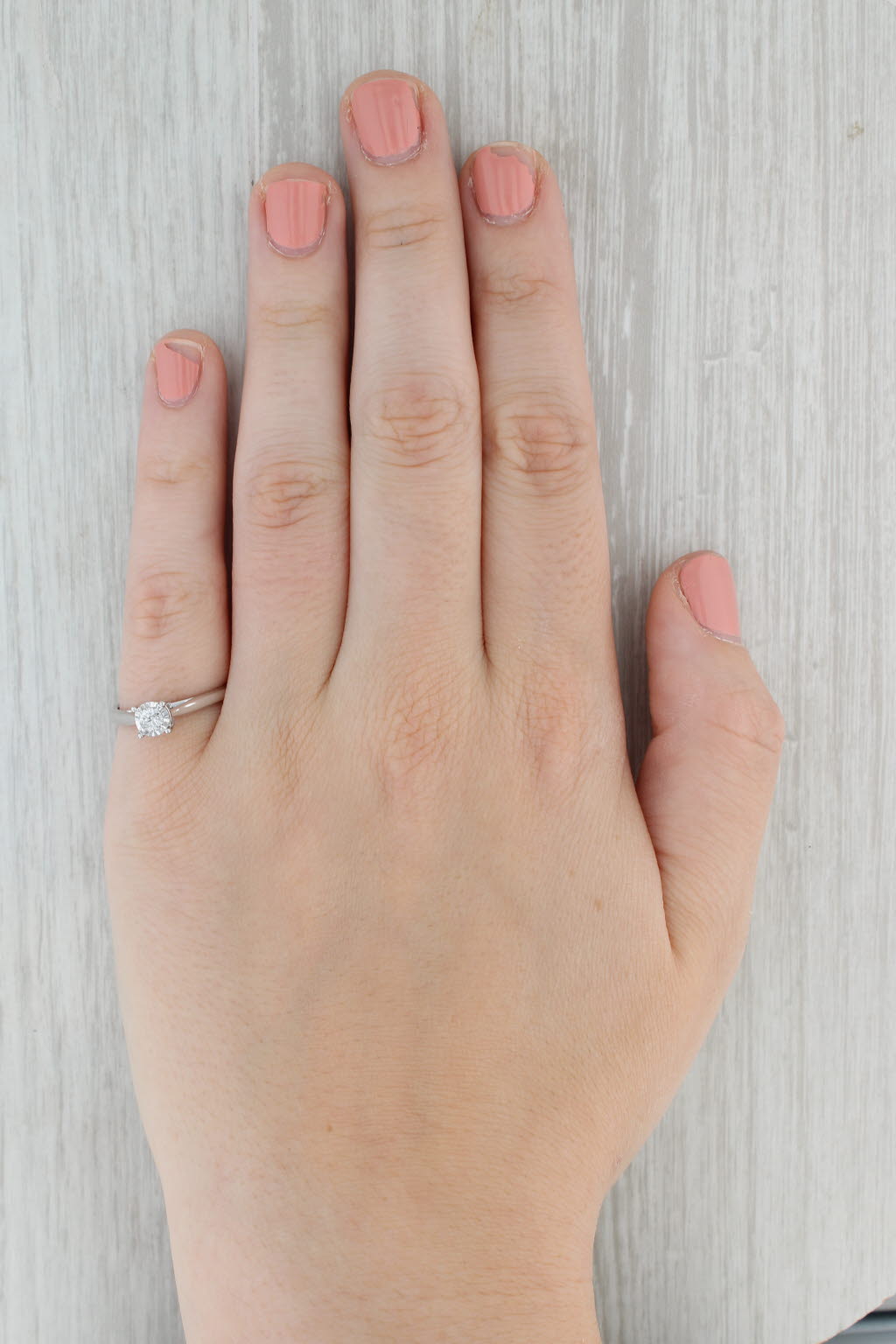 Gray 0.16ctw Round Diamond Solitaire Engagement Ring 10k White Gold Size 7