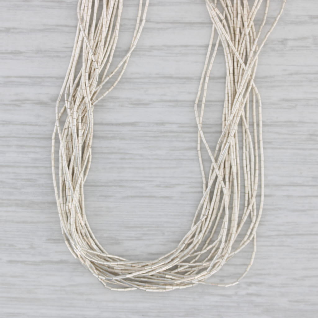 Gray Vintage Native American Liquid Silver Chain Necklace Sterling Silver 23.5"