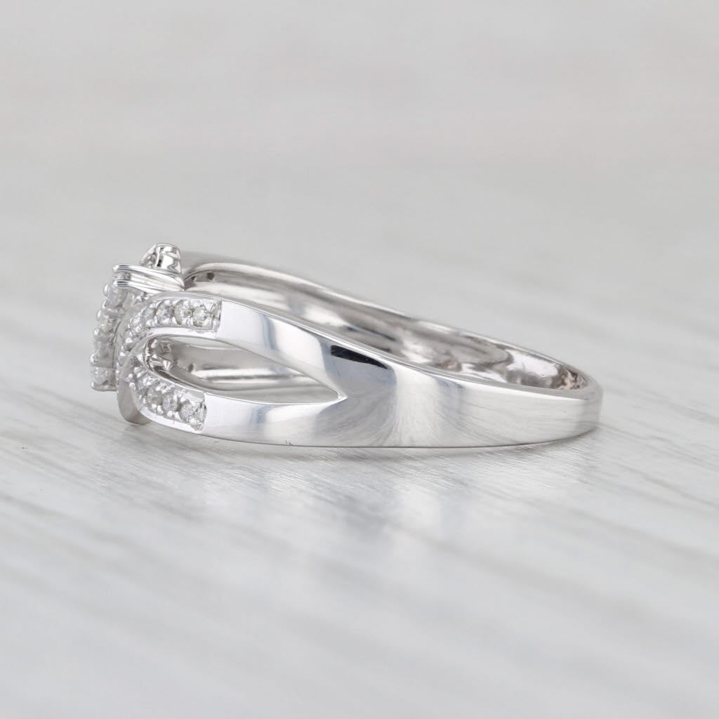 0.12ctw Diamond Bypass Ring 10k White Gold Size 7.25