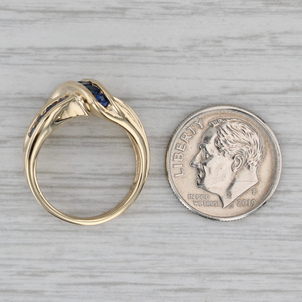 Gray 1ctw Blue Sapphire Knot Ring 14k Yellow Gold Size 5