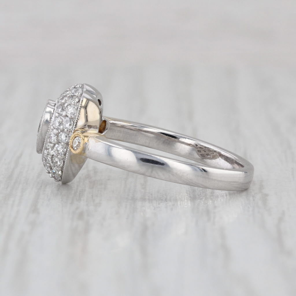 0.60ctw Diamond Heart Halo Ring 18k White Gold Size 7 Engagement