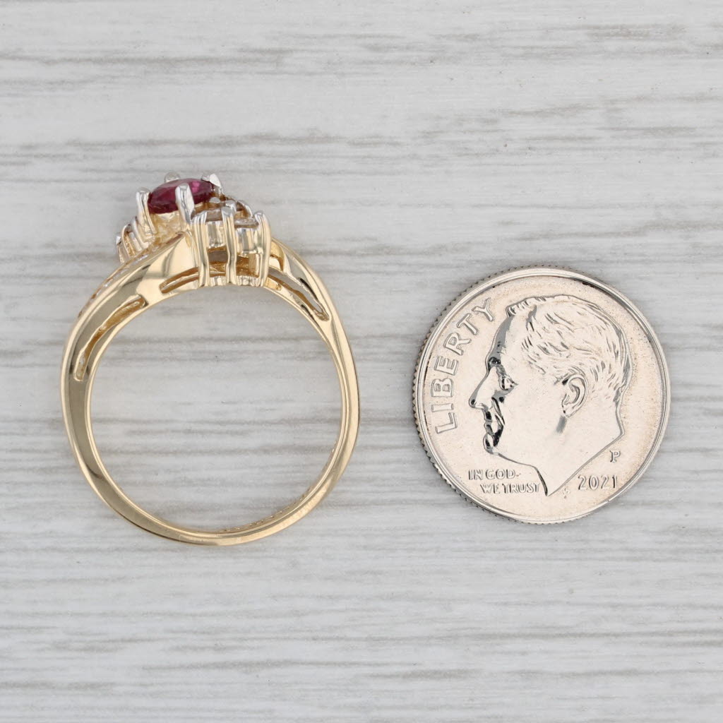 Gray 0.83ctw Ruby Diamond Bypass Ring 14k Yellow Gold Size 6.75 Engagement