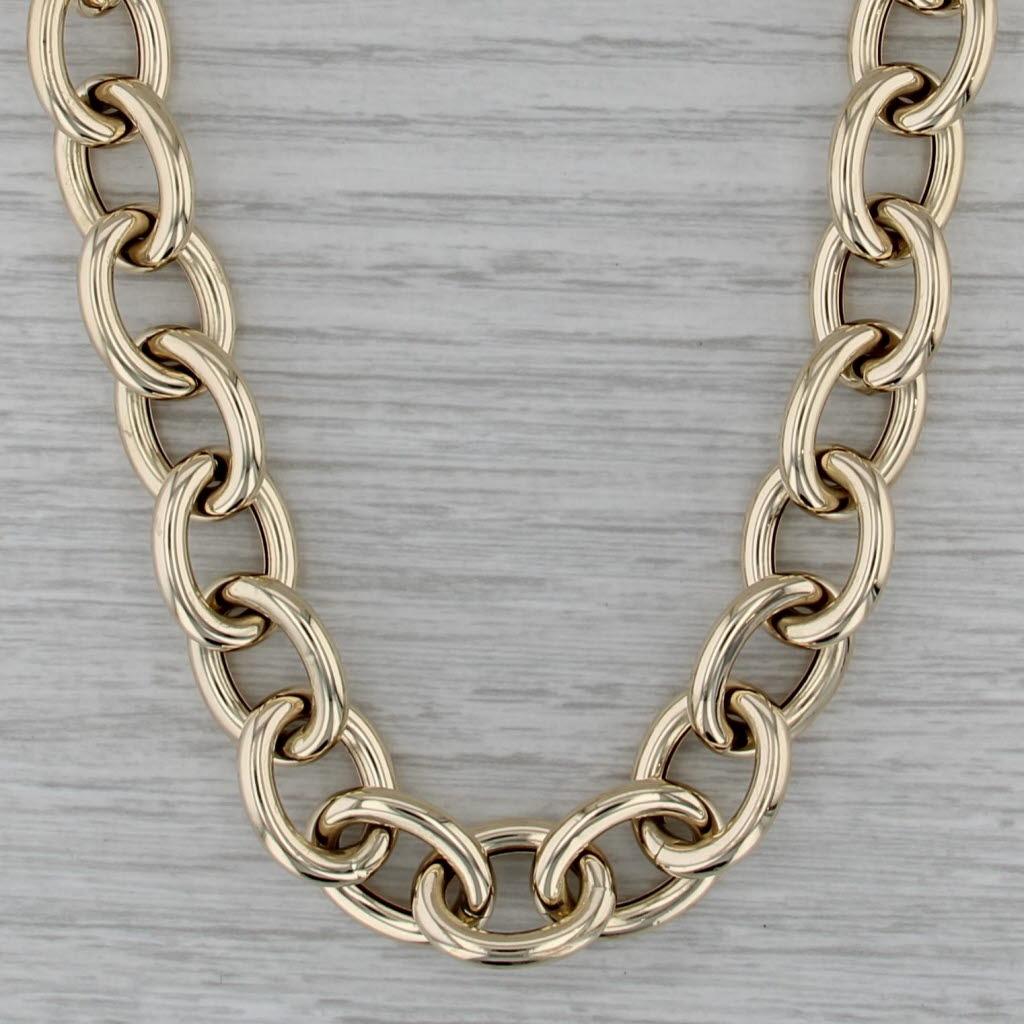 Chunky Cable Chain Necklace 14k Yellow Gold 20.25" 13mm Hollow Oval Links