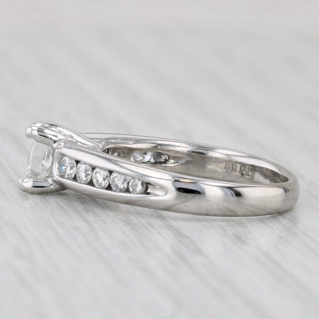 Light Gray 0.96ctw Princess Diamond Engagement Ring 14k White Gold Size 6