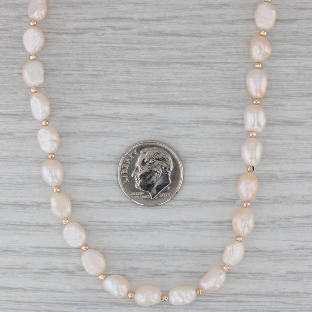 Gray Cultured Pearl Single Bead Strand Necklace 14k Gold 18" Semi Baroque Pearls