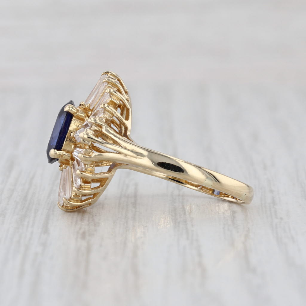 3.18ctw Lab Created Blue Sapphire Cubic Zirconia Ring 14k Yellow Gold Size 7.25