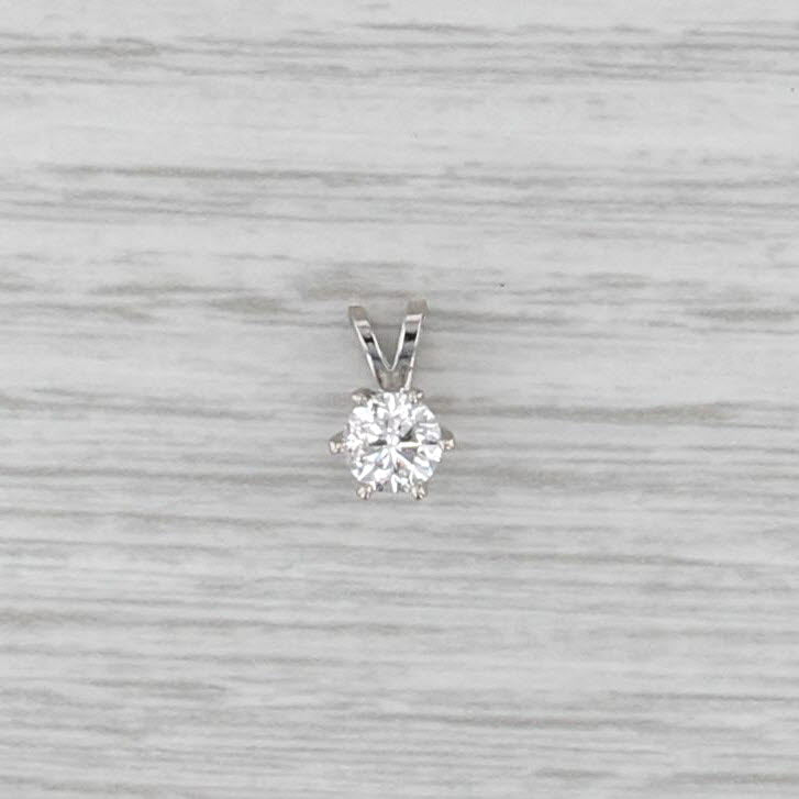 New 0.49ct Diamond Solitaire Pendant 14k White Gold 6 Prong Small Round Drop
