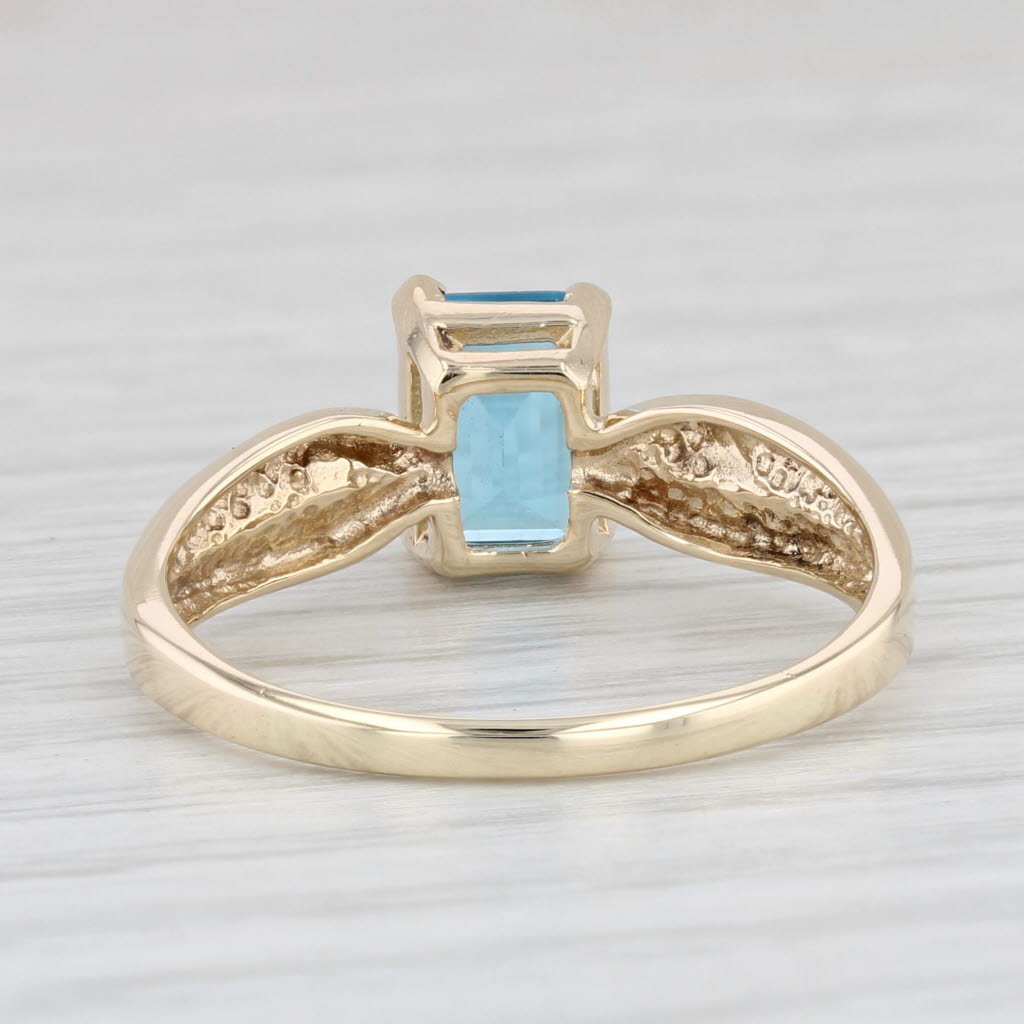 Light Gray 1.70ct Blue Topaz Solitaire Ring 10k Yellow Gold Size 10.25 Emerald Cut