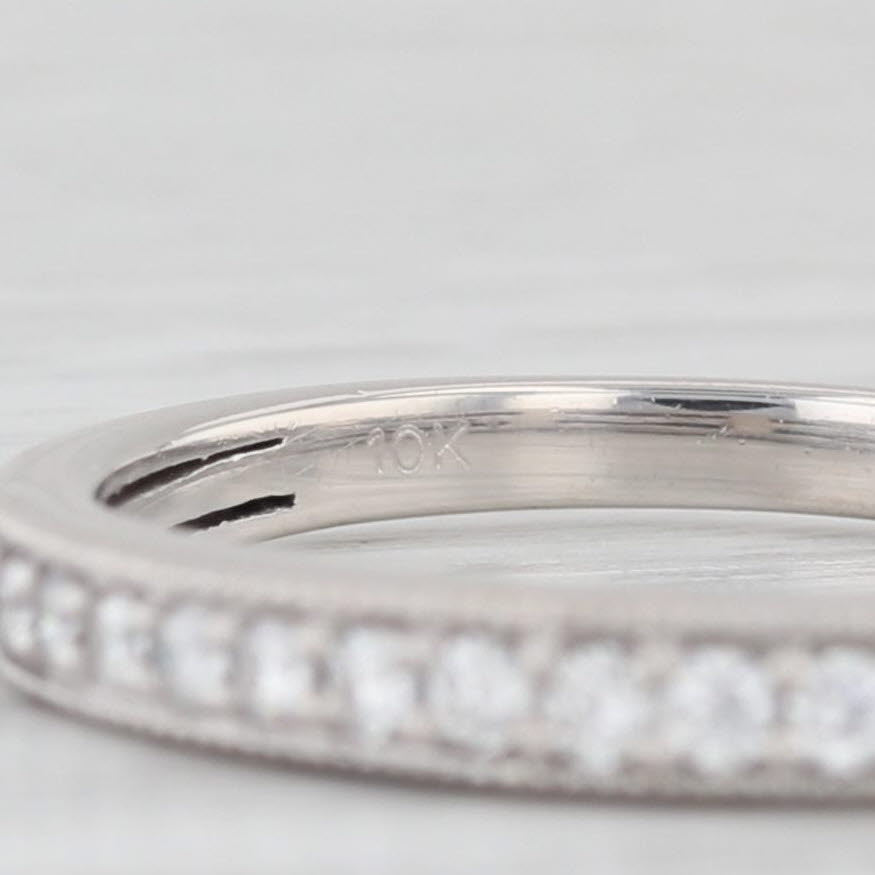 Light Gray 0.25ctw Diamond Wedding Band 10k White Gold Stackable Anniversary Ring Size 7.25