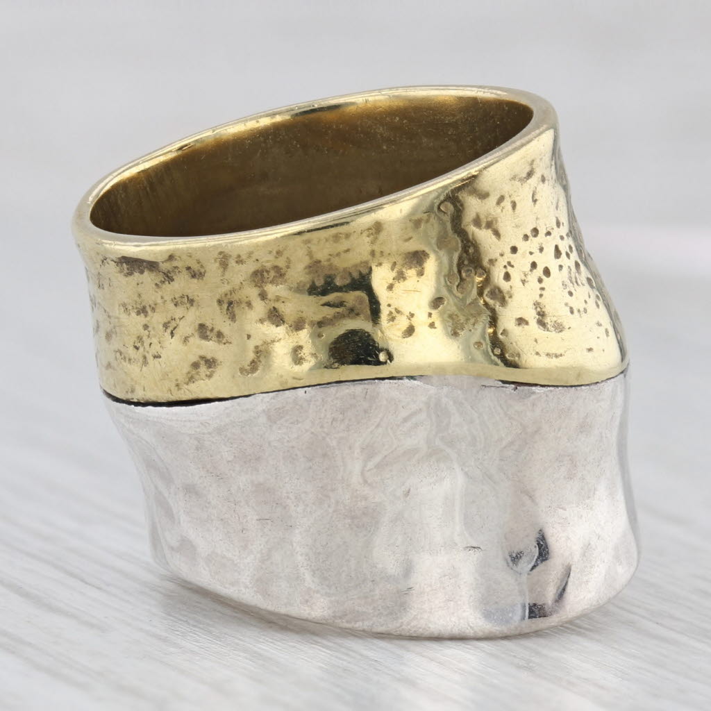 Light Gray Silpada Rain or Shine Ring R31349 Hammered Sterling Silver Brass Statement