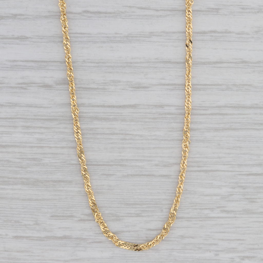 Gray Singapore Chain Necklace 14k Yellow Gold Long 20" 1.3mm