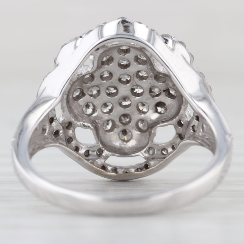0.84ctw Diamond Cluster Flower Ring 10k White Gold Size 7