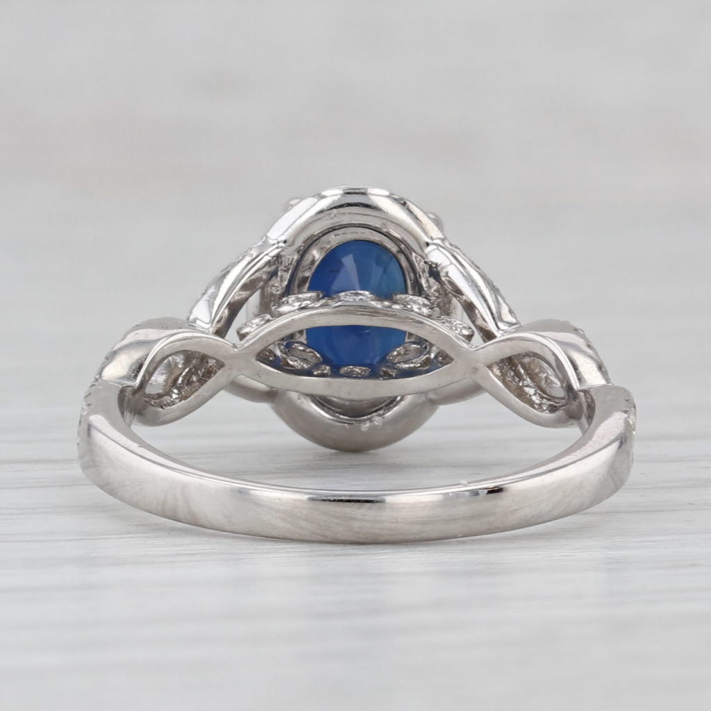Gray New 2.57ctw Oval Sapphire Diamond Halo Engagement Ring 14k White Gold GIA