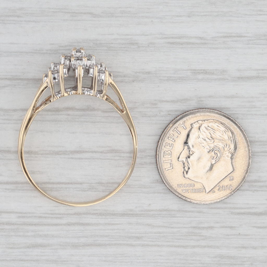 Light Gray 0.24ctw Diamond Flower Cluster Halo Ring 10k Yellow Gold Size 10.5 Engagement