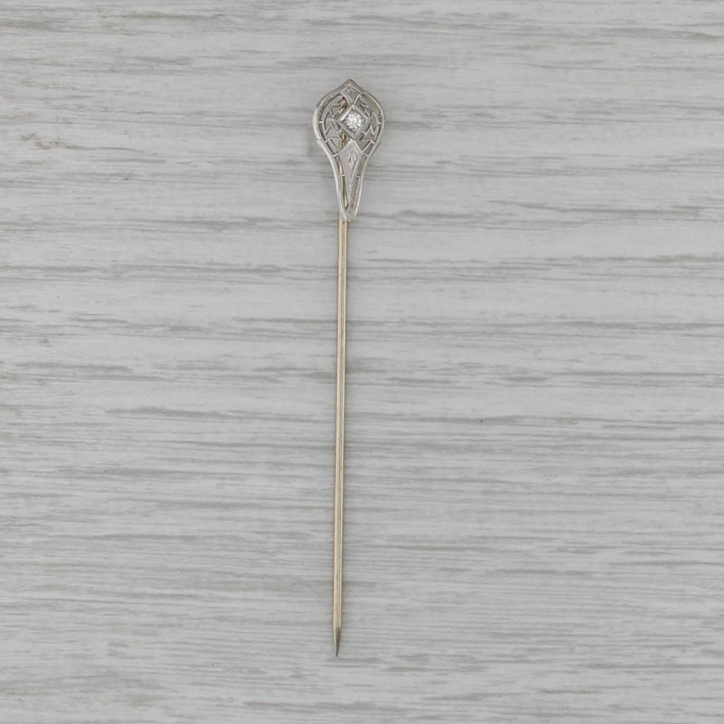 Antique VS2 Diamond Stickpin 14k Gold Platinum