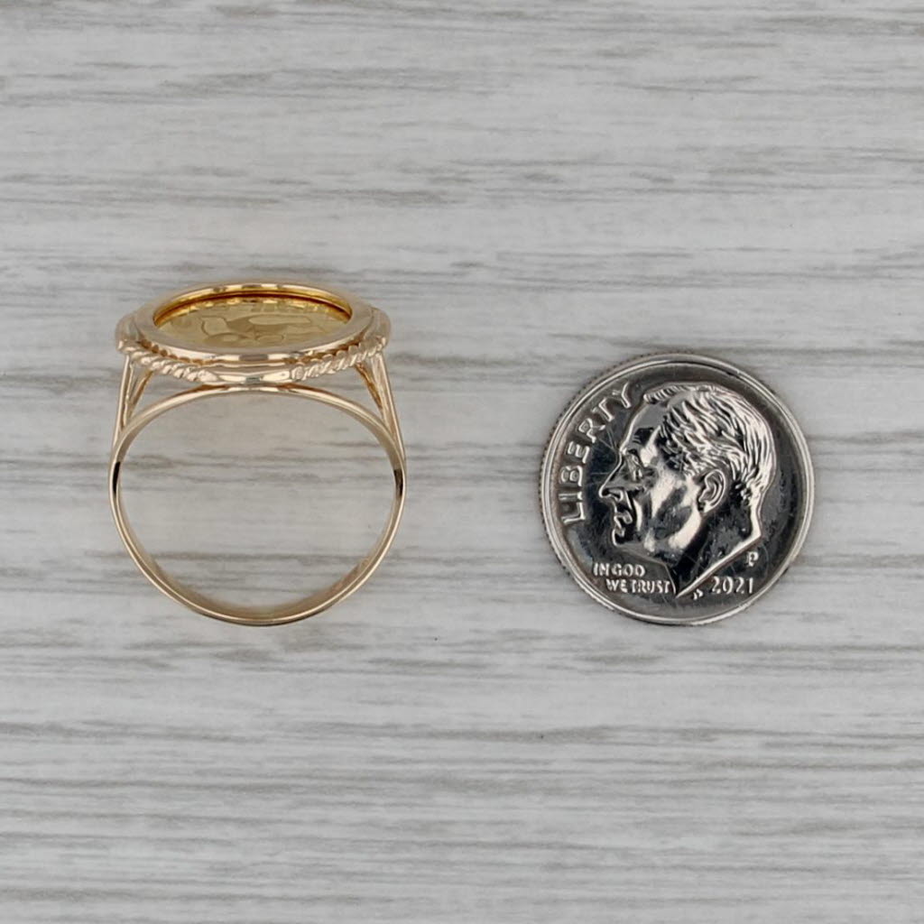 Authentic 1989 Chinese Panda Coin Ring 14k 999 Fine Gold 1/20oz 5 Yuan Size 7.5