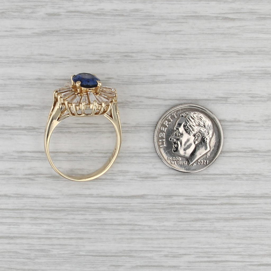 3.18ctw Lab Created Blue Sapphire Cubic Zirconia Ring 14k Yellow Gold Size 7.25
