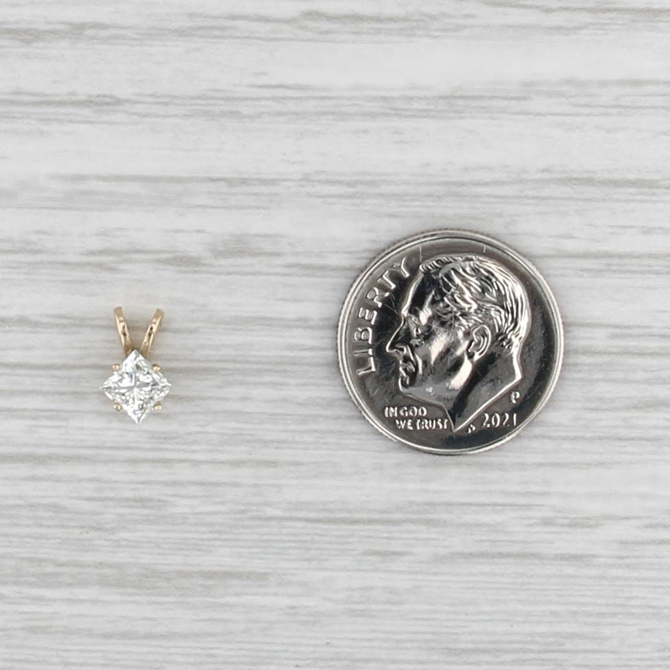 New 0.50ct Diamond Princess Solitaire Pendant 14k Yellow Gold Small Drop