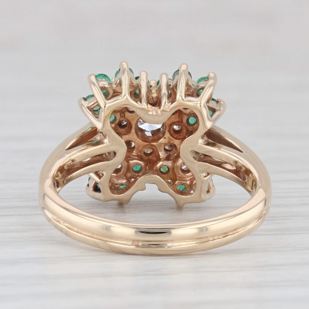 Light Gray 0.84ctw Diamond Emerald Cluster Ring 14k Yellow Gold Size 6.5