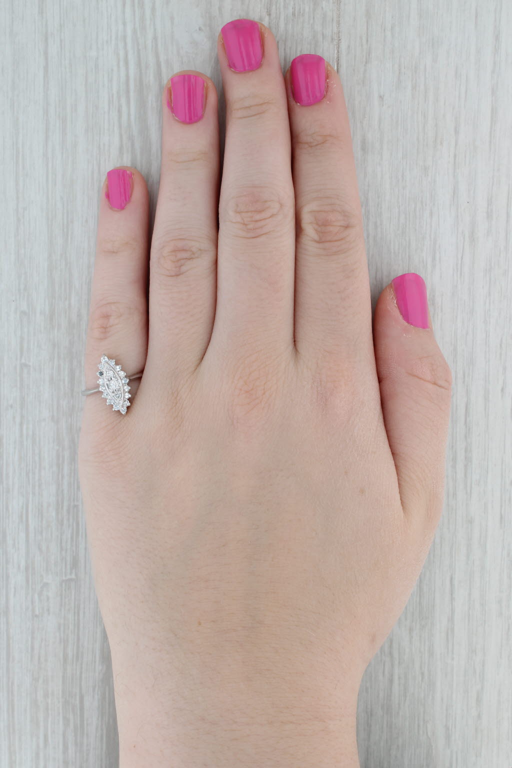Gray 0.41ctw Diamond Halo Ring 14k White Gold Size 6.75 Marquise Shape Engagement