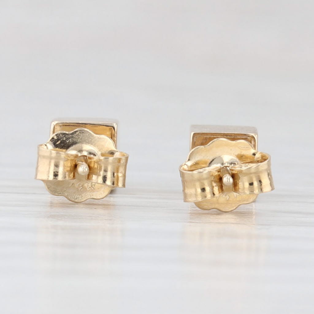 Square Block Stud Earrings 14k Yellow Gold 4.3mm