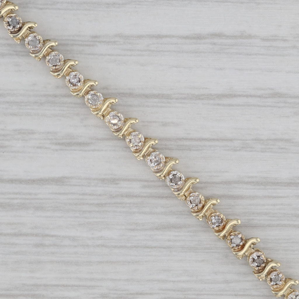 Gray 0.50ctw Diamond Tennis Bracelet 10k Yellow Gold 7" 3.6mm