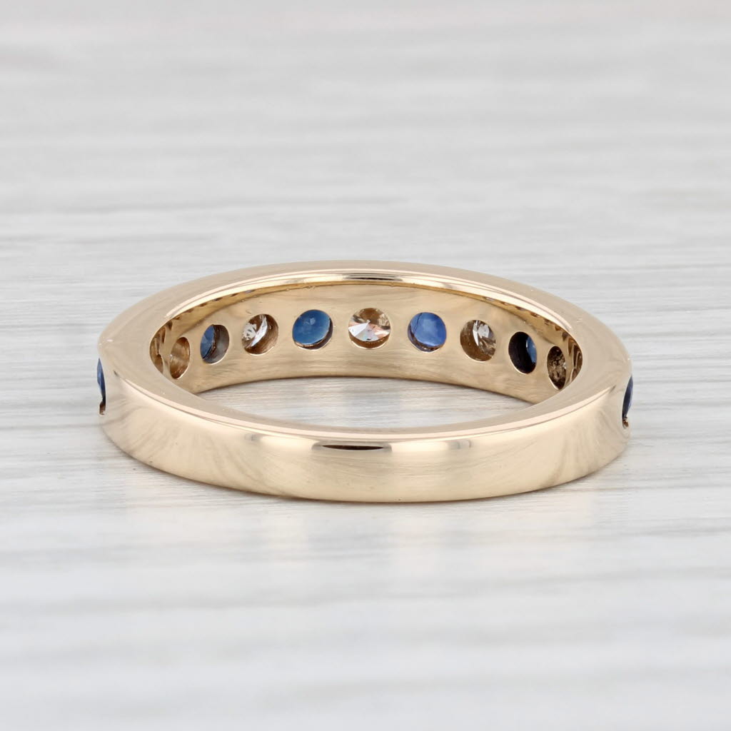Light Gray 1.02ctw Blue Sapphire Diamond Ring 14k Yellow Gold Size 6-6.25 Stackable Band