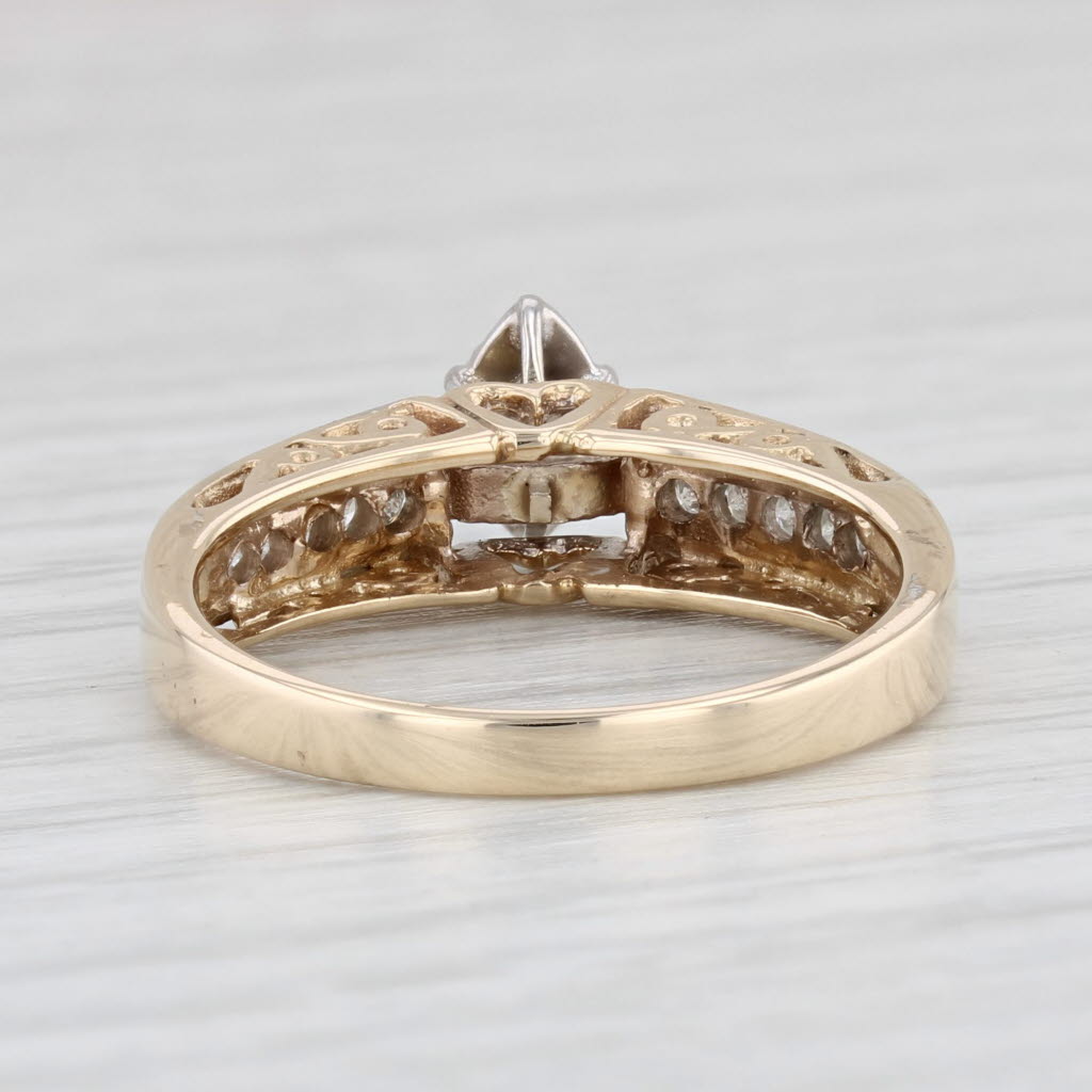 Light Gray 0.25ctw Marquise Diamond Engagement Ring 10k Yellow Gold Size 7.25 Heart Bridge