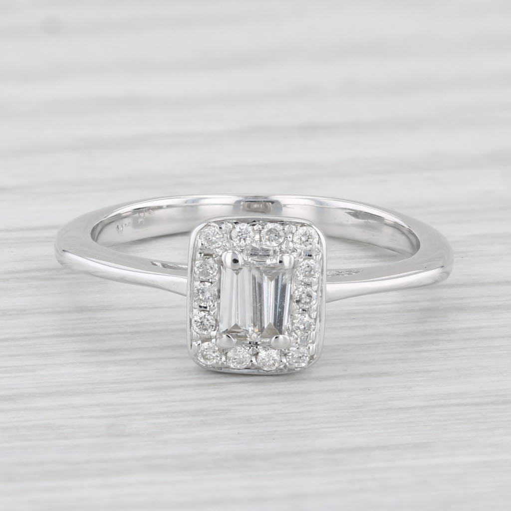 Light Gray 0.17ctw Diamond Halo Engagement Ring 14k White Gold Size 5