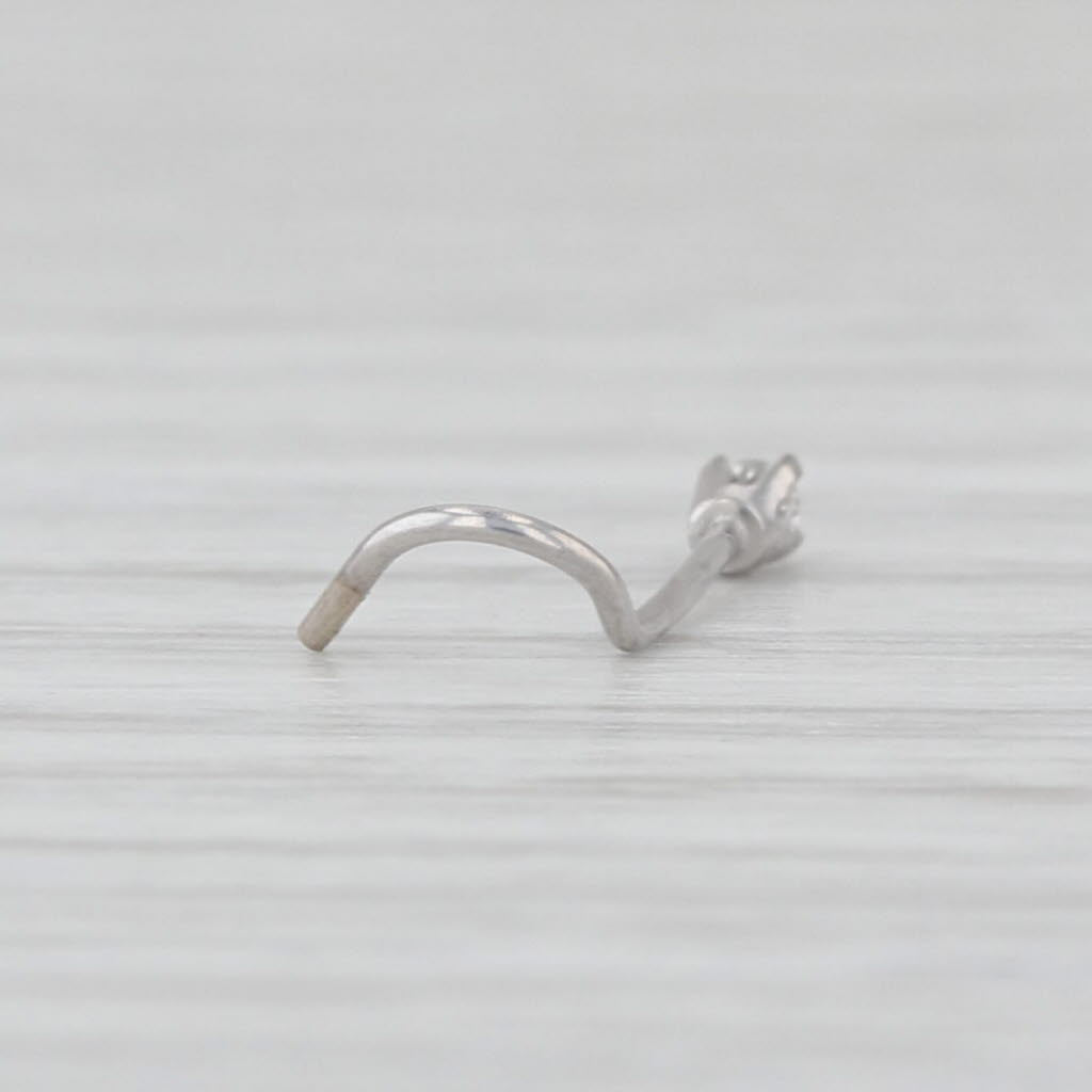 New Diamond Nose Piercing Stud 14k White Gold Round Solitaire Curved Post 1