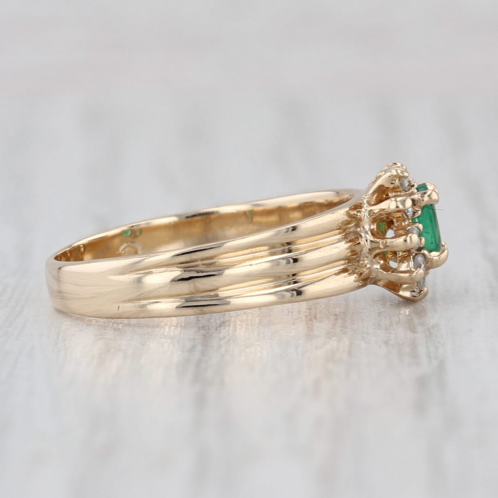 0.29ctw Emerald Diamond Halo Ring 14k Yellow Gold Size 7.5