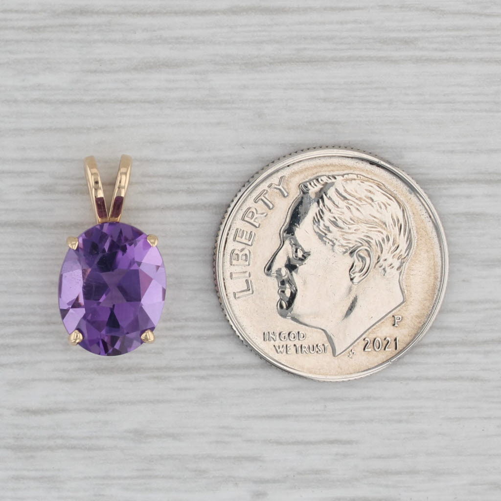 Gray 2.45ct Amethyst Oval Solitaire Pendant 14k Yellow Gold