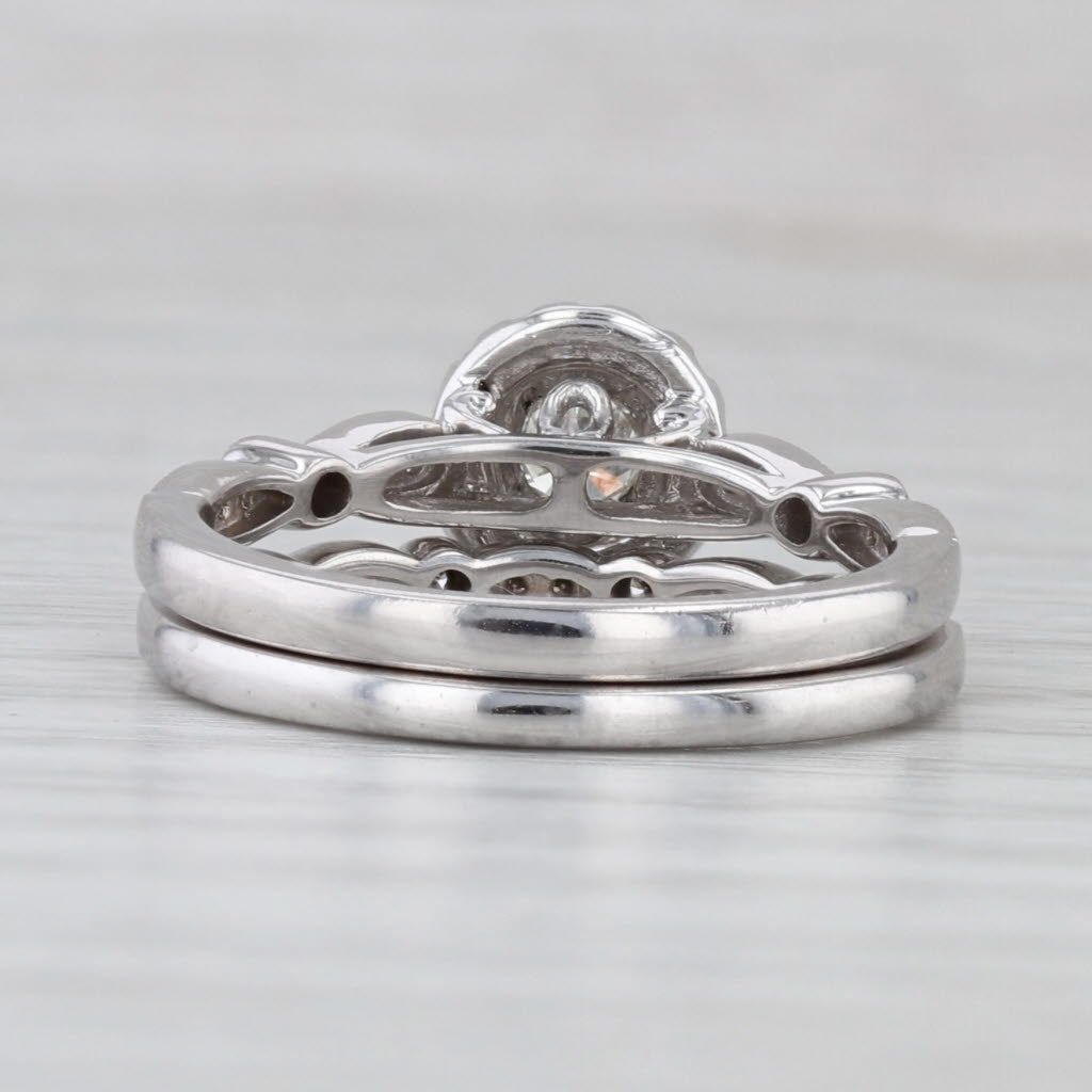 Light Gray 0.50ctw Diamond Engagement Ring Wedding Band Bridal Set 14k White Gold Size 7