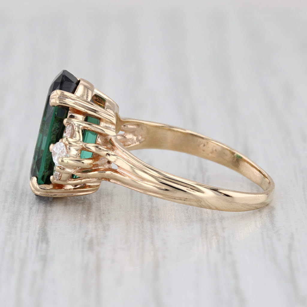 6.90ctw Oval Green Tourmaline Diamond Ring 14k Yellow Gold Size 7.75