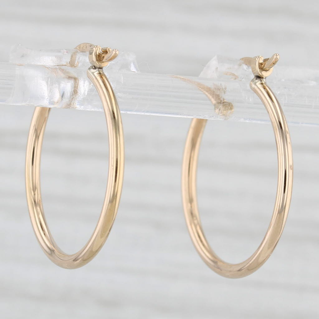 Light Gray Round Hoop Earrings 14k Yellow Gold Snap Top Posts 20.8mm Hoops